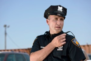 Police Officer on 2 Way EventTone Radio